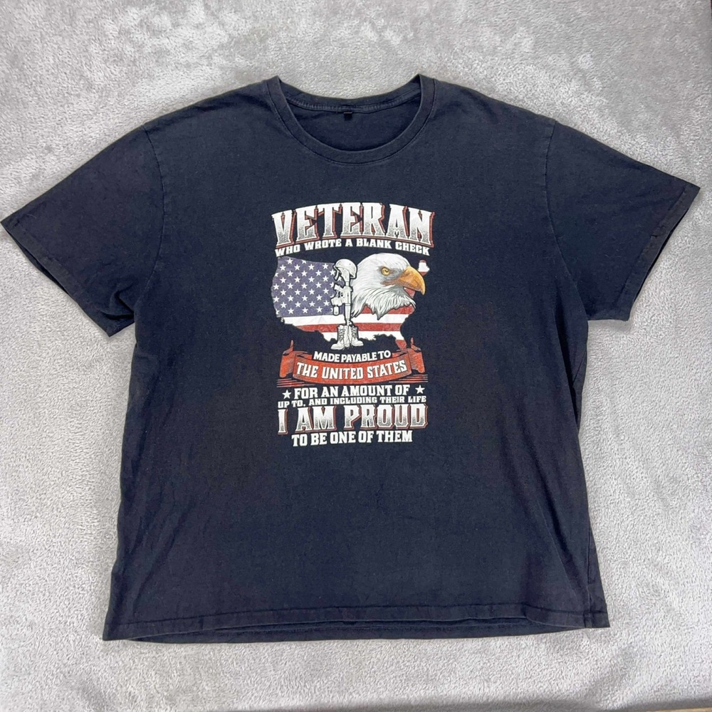 Veteran T-Shirt Patriotic Graphic Tee USA Flag Eagle Pride Mens Size large
